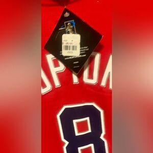 Atlanta Braves Red Basketball Jersey with Navy & White Number 8